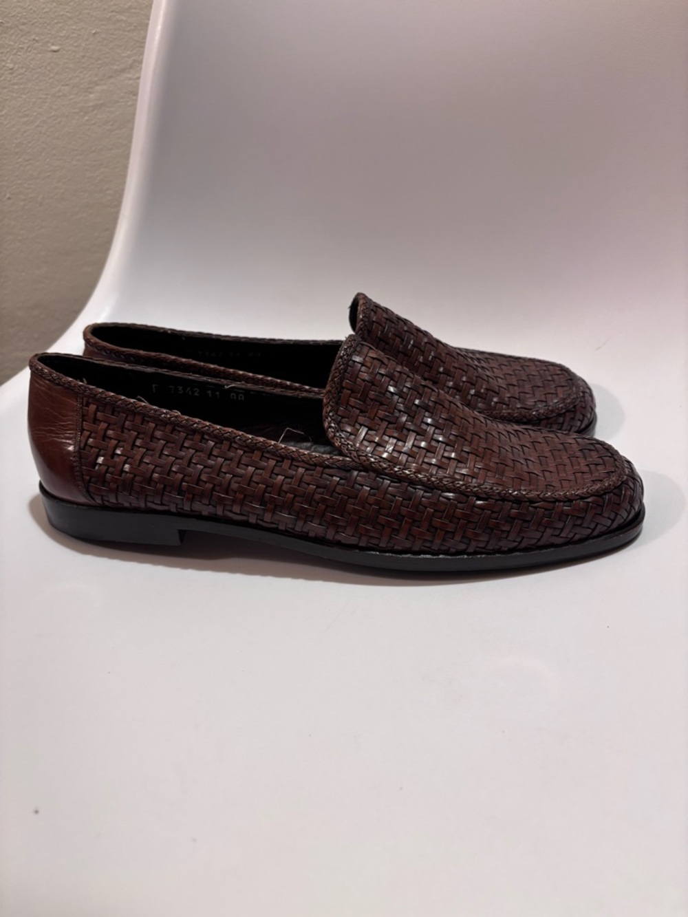 Cole Haan Brown Woven Leather Loafers - Picture 2 of 7